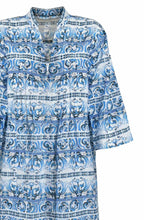 Blue Floral Print Button Down Dress