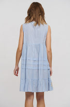 Light Blue Gold Embroidered Sleeveless Dress