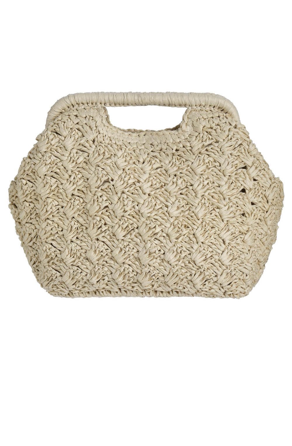 Natural Raffia Effect Snap Shut Handbag