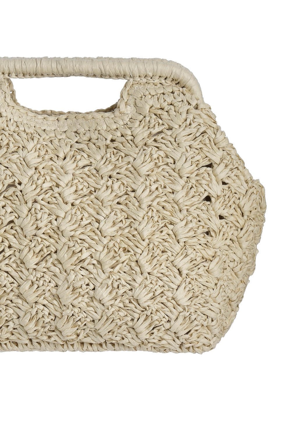 Natural Raffia Effect Snap Shut Handbag
