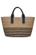 Natural Straw and Black Stripe Bag