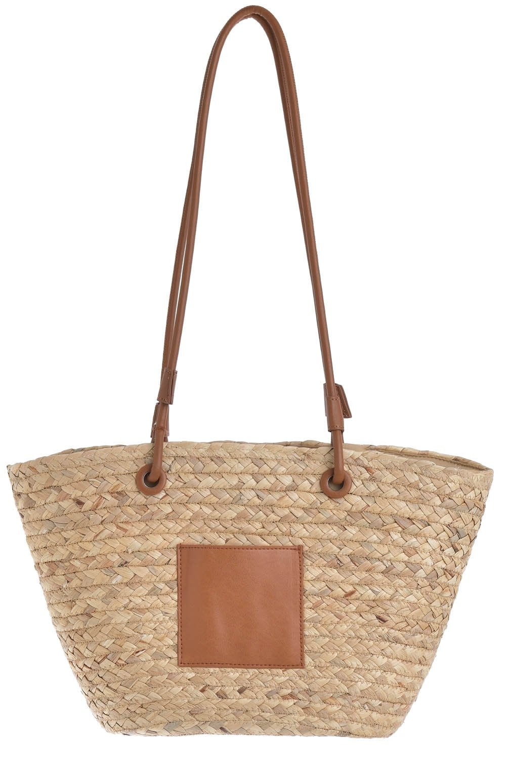 Natural Straw and Tan Bag