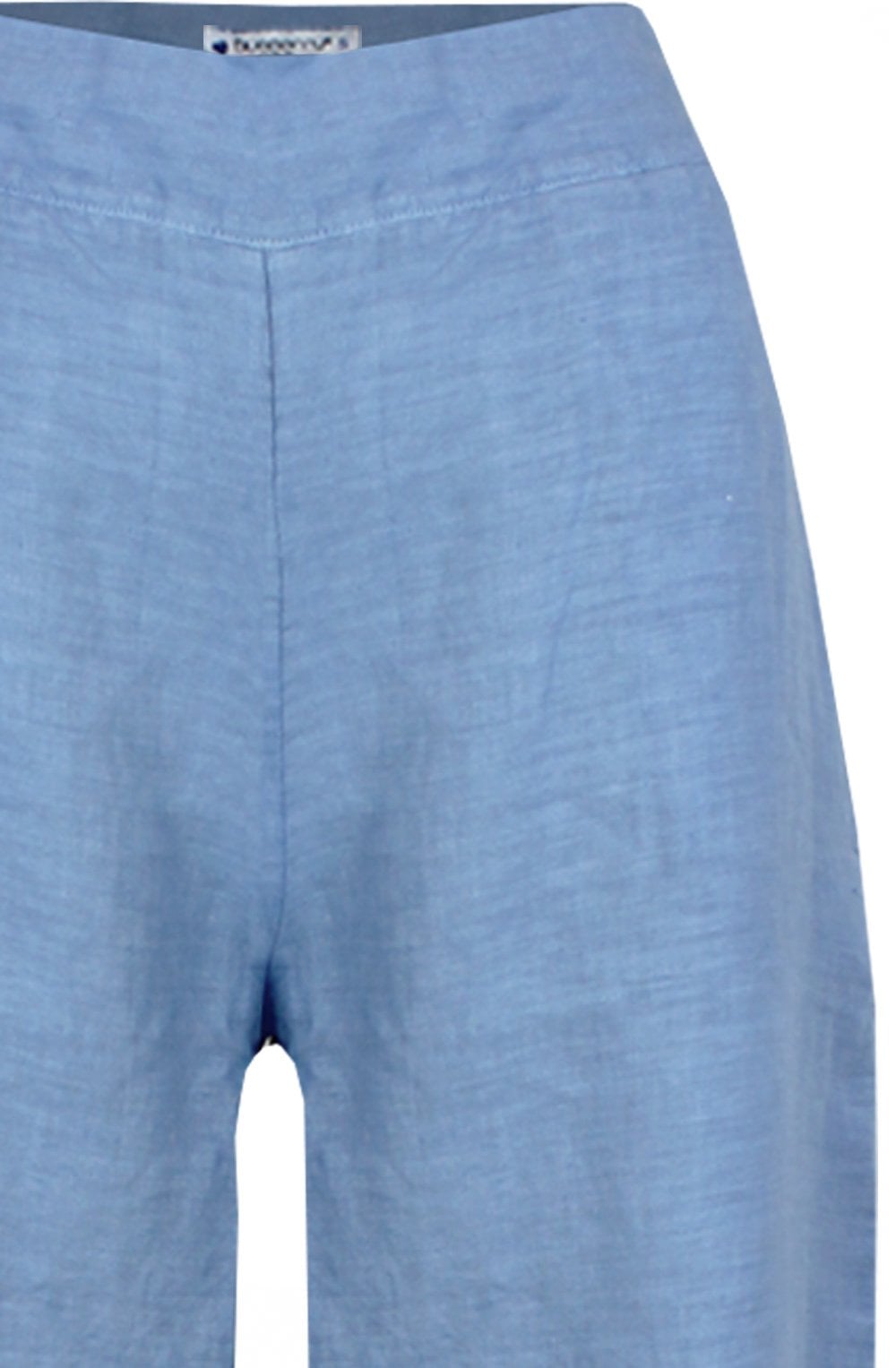 Dusty Blue Embroidered Linen Cropped Trousers