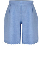 Dusty Blue Embroidered Linen Shorts