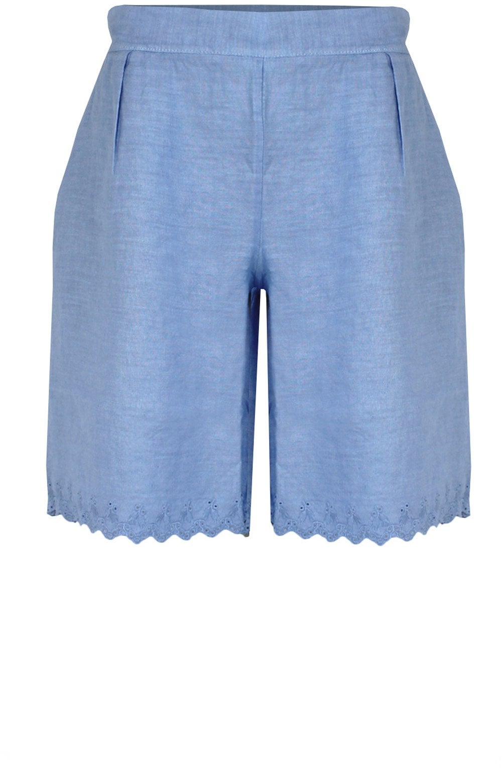 Dusty Blue Embroidered Linen Shorts