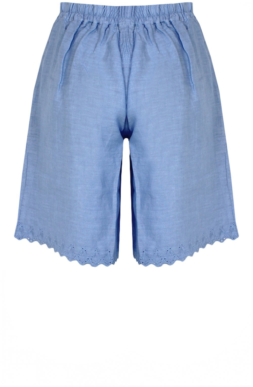 Dusty Blue Embroidered Linen Shorts