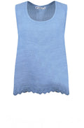 Dusty Blue Embroidered Linen Sleeveless Top