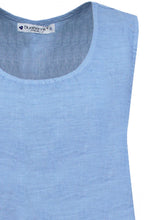 Dusty Blue Embroidered Linen Sleeveless Top