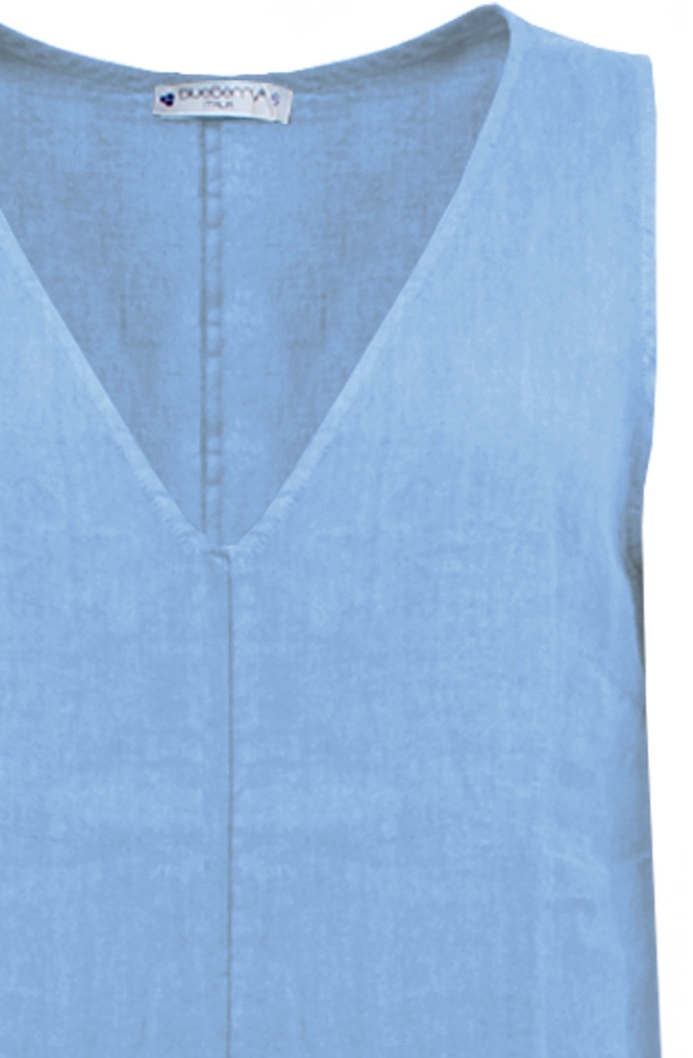 Dusty Blue Front Slit Linen Dress