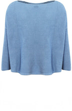 Dusty Blue Knitted Cotton Side Split Pullover