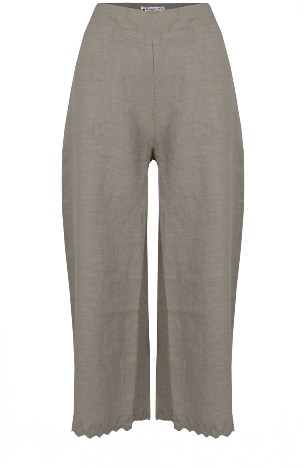 Fango Embroidered Linen Cropped Trousers