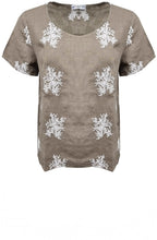 Fango Embroidered Linen Short Sleeved Top
