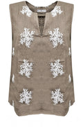 Fango Embroidered Sleeveless Top