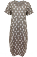 Fango Geometric Print Linen Tulip Dress