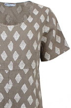 Fango Geometric Print Linen Tulip Dress