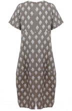 Fango Geometric Print Linen Tulip Dress