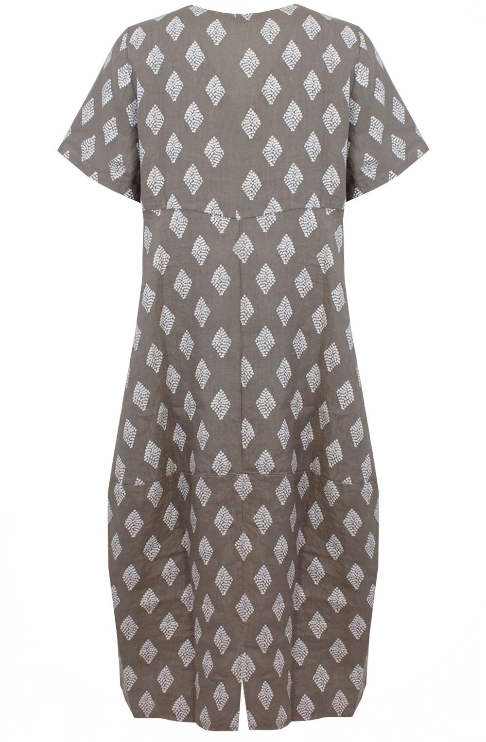Fango Geometric Print Linen Tulip Dress