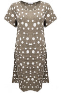 Fango Polka Dot Short Sleeve Linen Dress