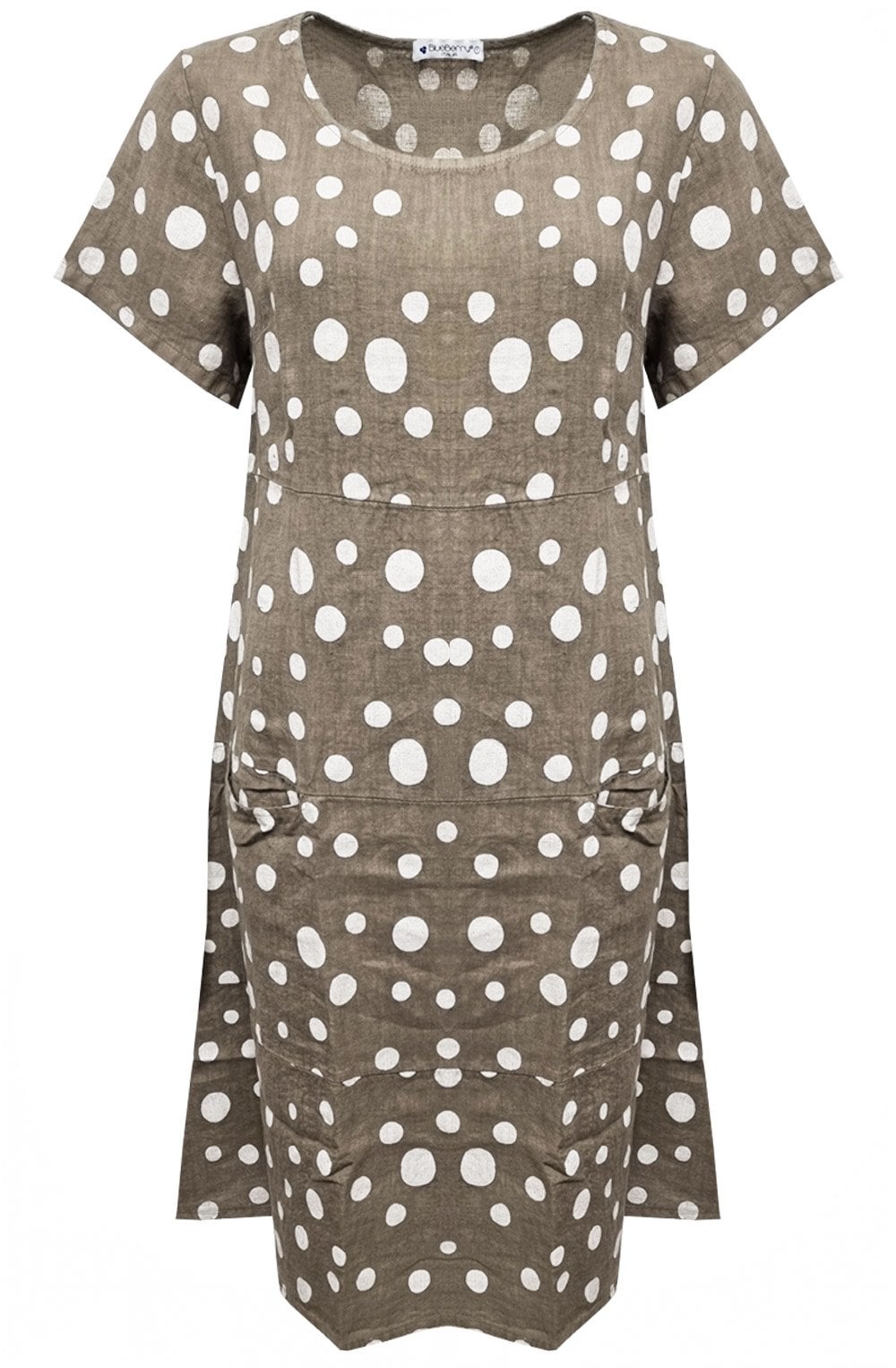 Fango Polka Dot Short Sleeve Linen Dress