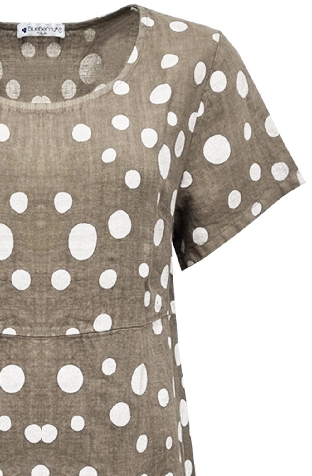 Fango Polka Dot Short Sleeve Linen Dress