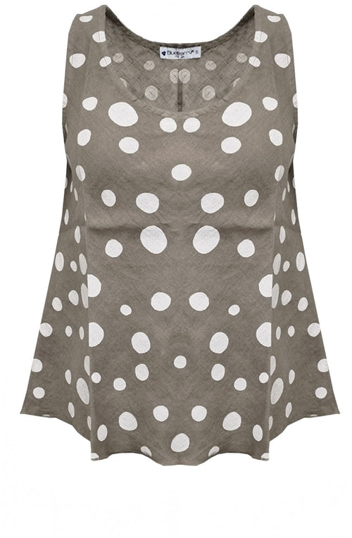 Fango Polka Dot Sleeveless Linen Top