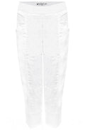 White Boot Leg Linen Trousers