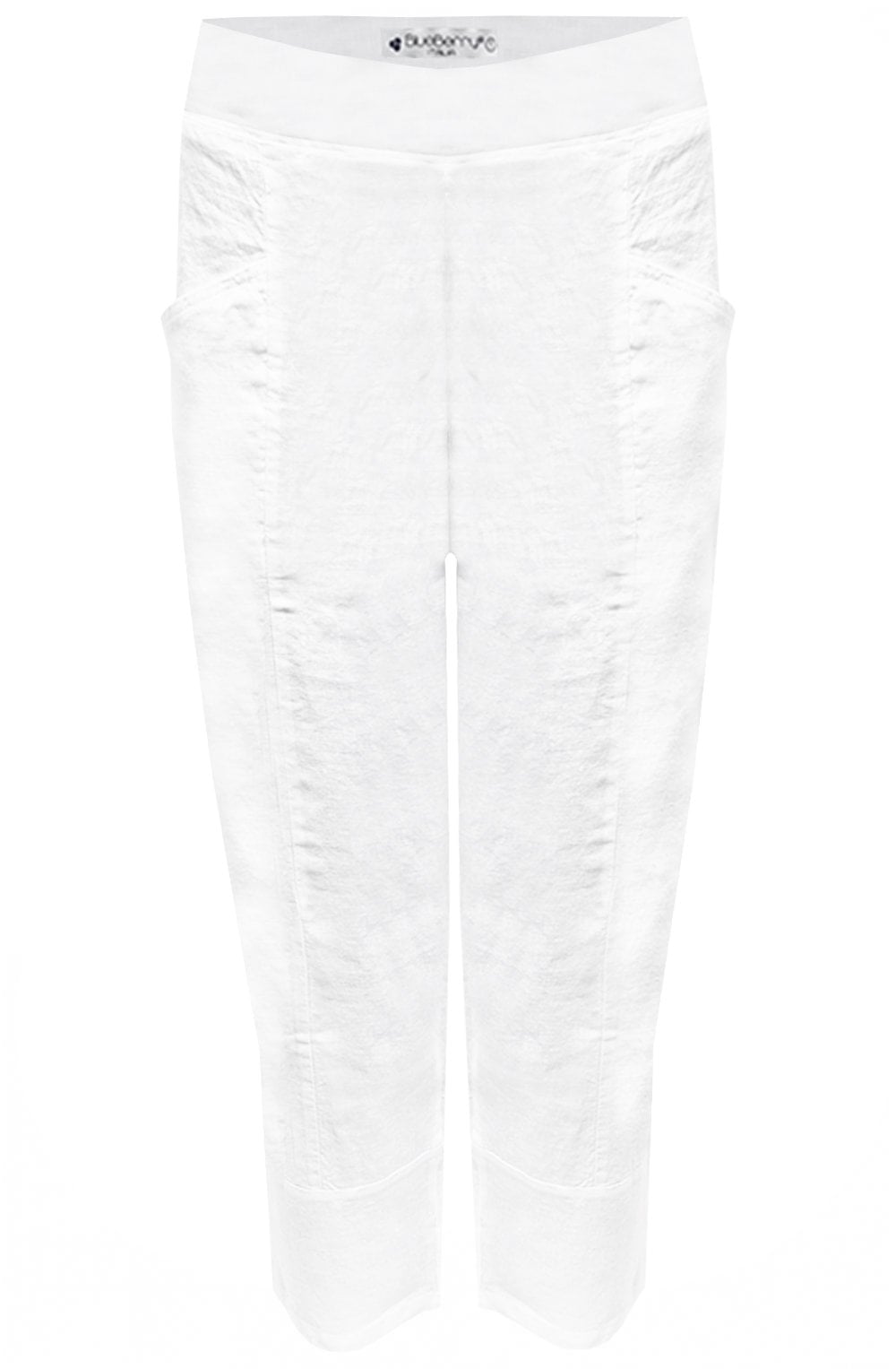 White Boot Leg Linen Trousers