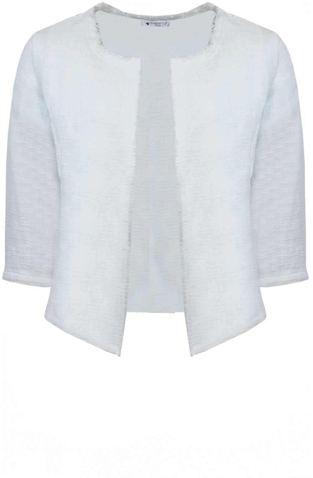 White Cotton Jacquard Fringed Jacket