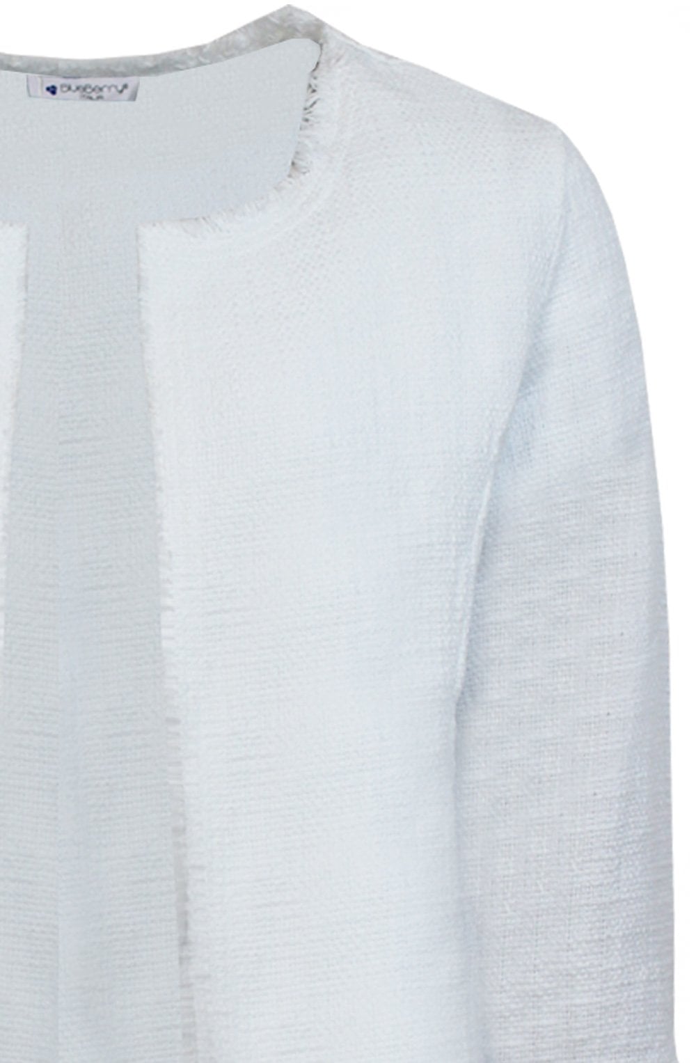 White Cotton Jacquard Fringed Jacket