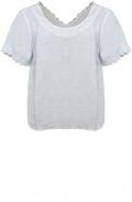 White Embroidered Linen Back and Sleeve Top