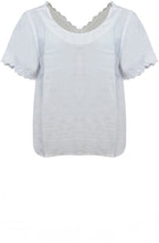 White Embroidered Linen Back and Sleeve Top