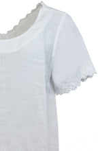 White Embroidered Linen Back and Sleeve Top