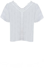 White Embroidered Linen Back and Sleeve Top