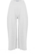 White Embroidered Linen Cropped Trousers