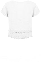 White Embroidered Linen Short Sleeved Frill Top