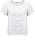 White Embroidered Linen Short Sleeved Top