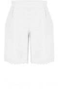 White Embroidered Linen Shorts