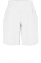 White Embroidered Linen Shorts