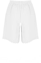 White Embroidered Linen Shorts