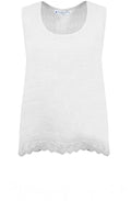 White Embroidered Linen Sleeveless Top