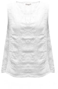 White Embroidered Linen Sleeveless Top