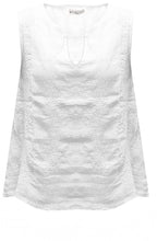 White Embroidered Linen Sleeveless Top