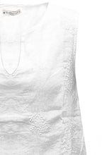 White Embroidered Linen Sleeveless Top