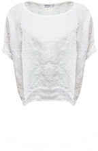 White Embroidered Top with Cuffed Short Sleeves