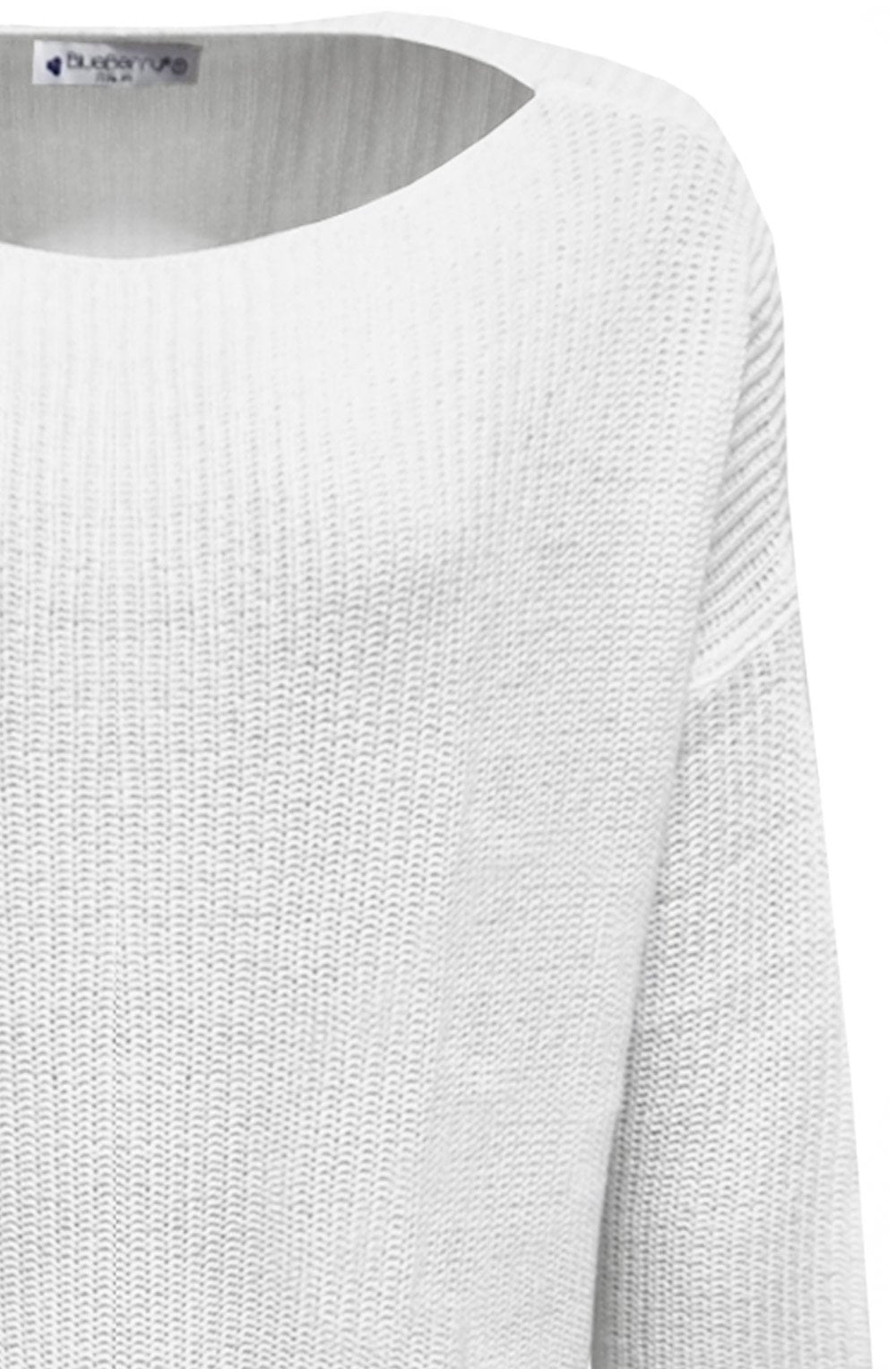 White Relaxed Side Split Pullover