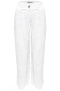 White Wide Leg Ankle Length Linen Trousers