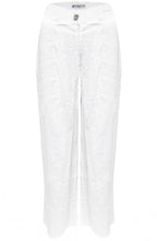 White Wide Leg Ankle Length Linen Trousers