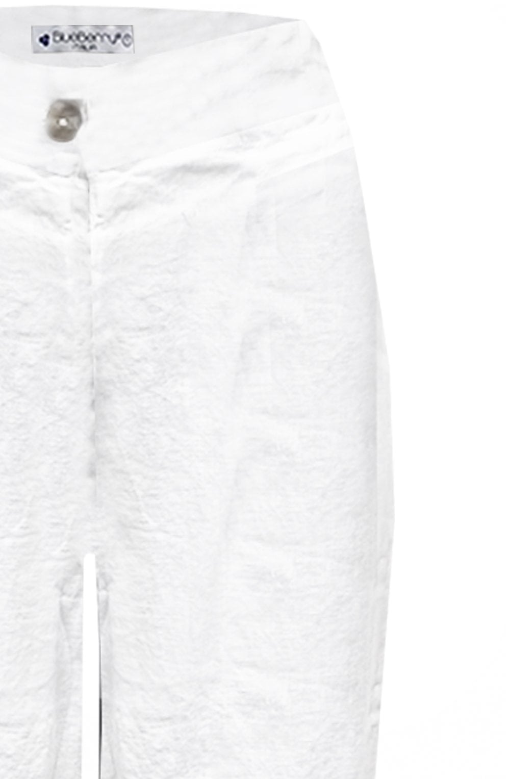 White Wide Leg Ankle Length Linen Trousers