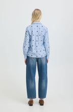 Chambray Blue Embroidered Print Blouse