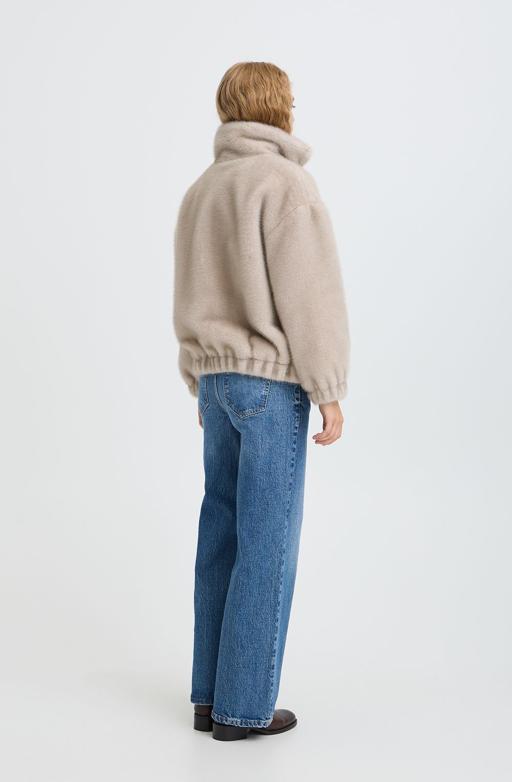 String Grey Faux Fur Jacket